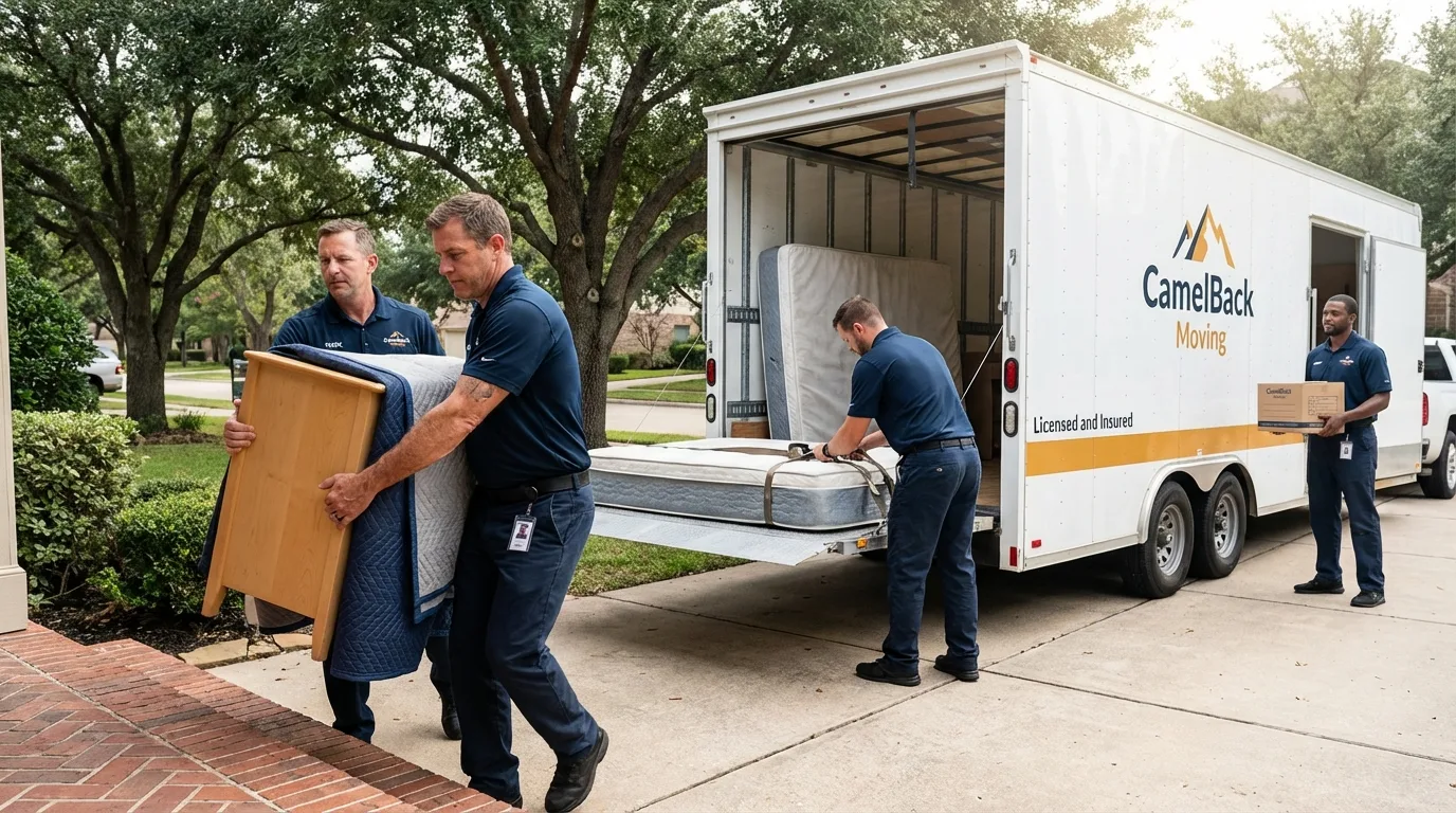 Crew loading residential truck for cross-state move from Greeley, CO