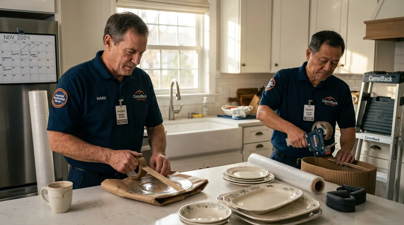 Professional crew packing kitchen dishware in Greeley, CO